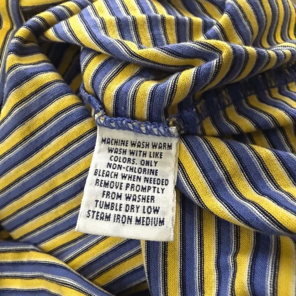 Ralph Lauren Men's Striped Pima Cotton Polo Golf  Shirt Blue Yellow‎ Size Medium